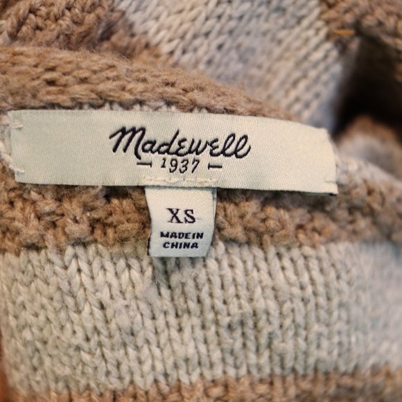 Madewell Striped Knit Hooded Pullover XS Oversized Cozy Hoodie Black White - Picture 11 of 13